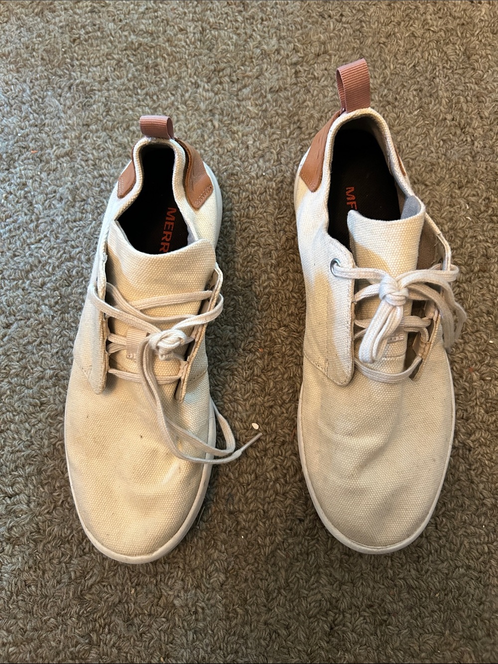 Merrell Men's Beige Canvas Casual Sneakers with Tan Accents